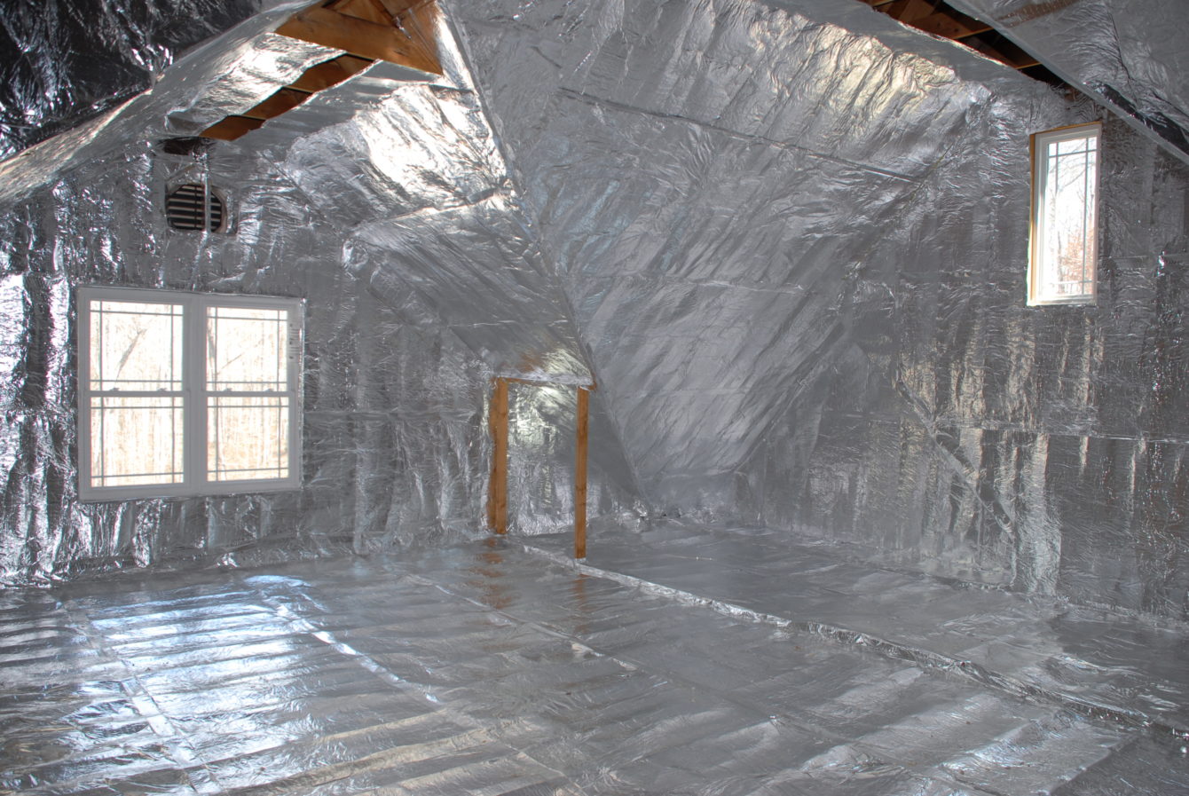 Radiant barrier installed in an attic